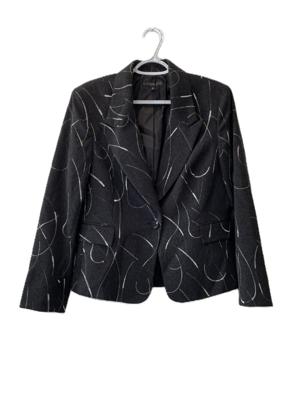 Donna Rae New York Black Embroidered Blazer Jacket Women's Size 10 Single Button